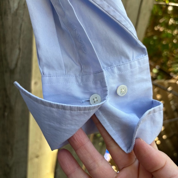 Gant Blue Oversized Asymmetrical Wrap Button Down Shirt - Picture 13 of 14